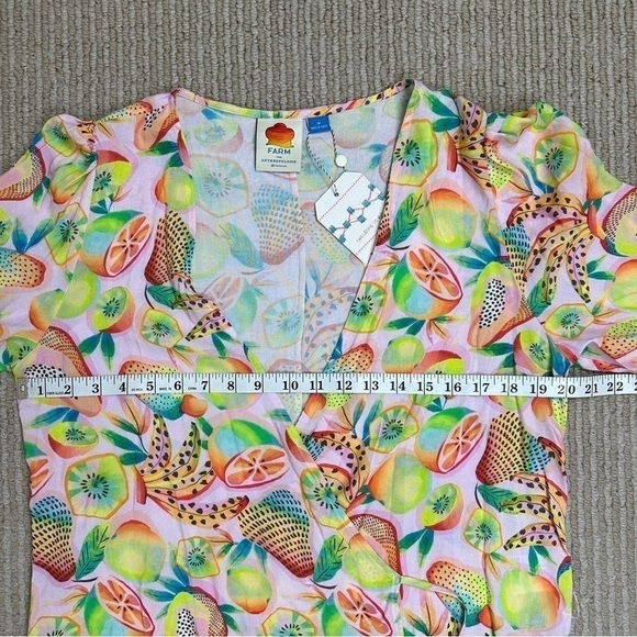 Farm Rio Anthropologie Rainforest Wrap Tropical Fruit Print Top Size Medium - Picture 15 of 16